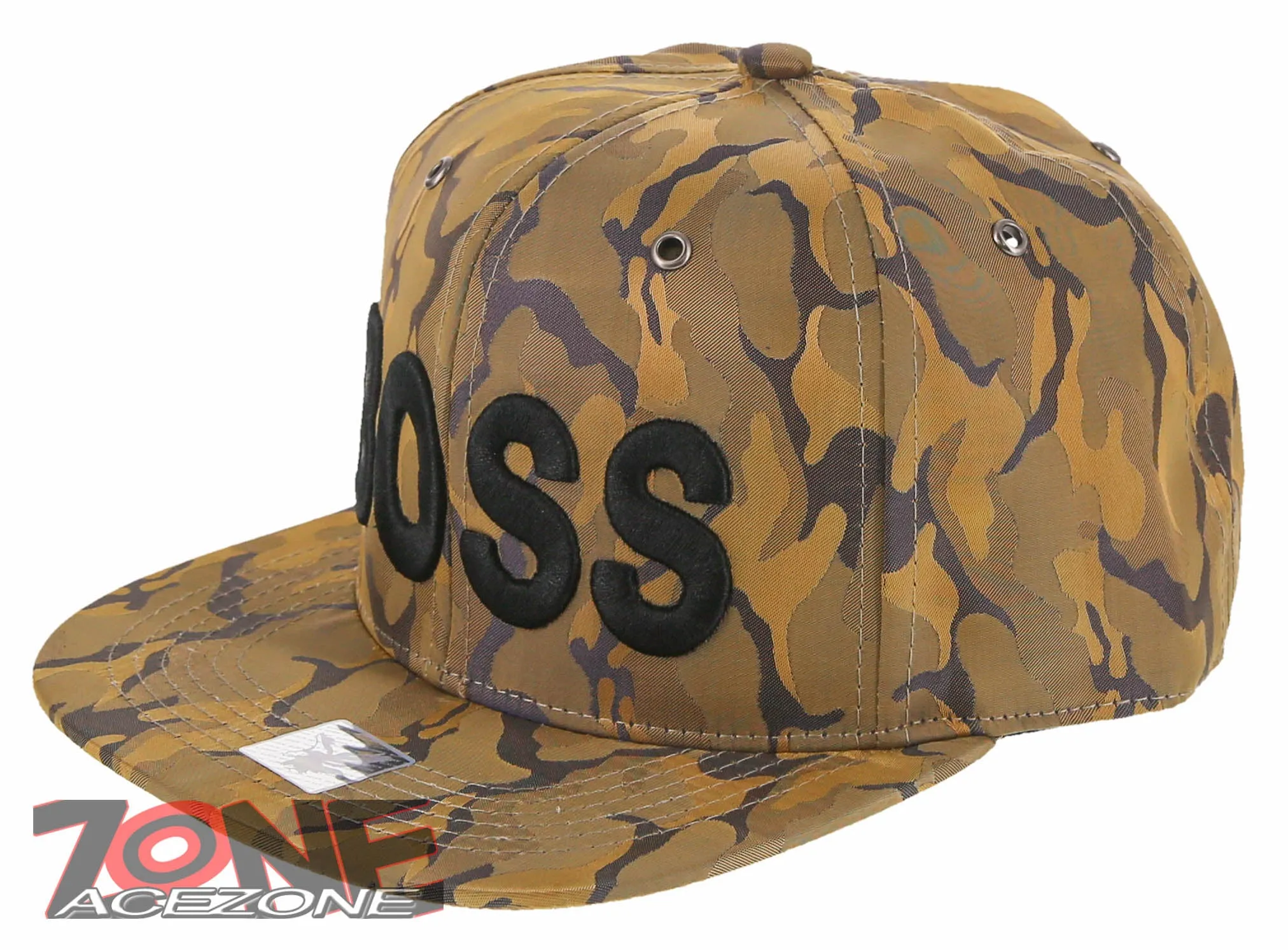 NEW! BOSS FLAT BILL SNAPBACK BASEBALL CAP HAT CAMOUFLAGE KHAKI