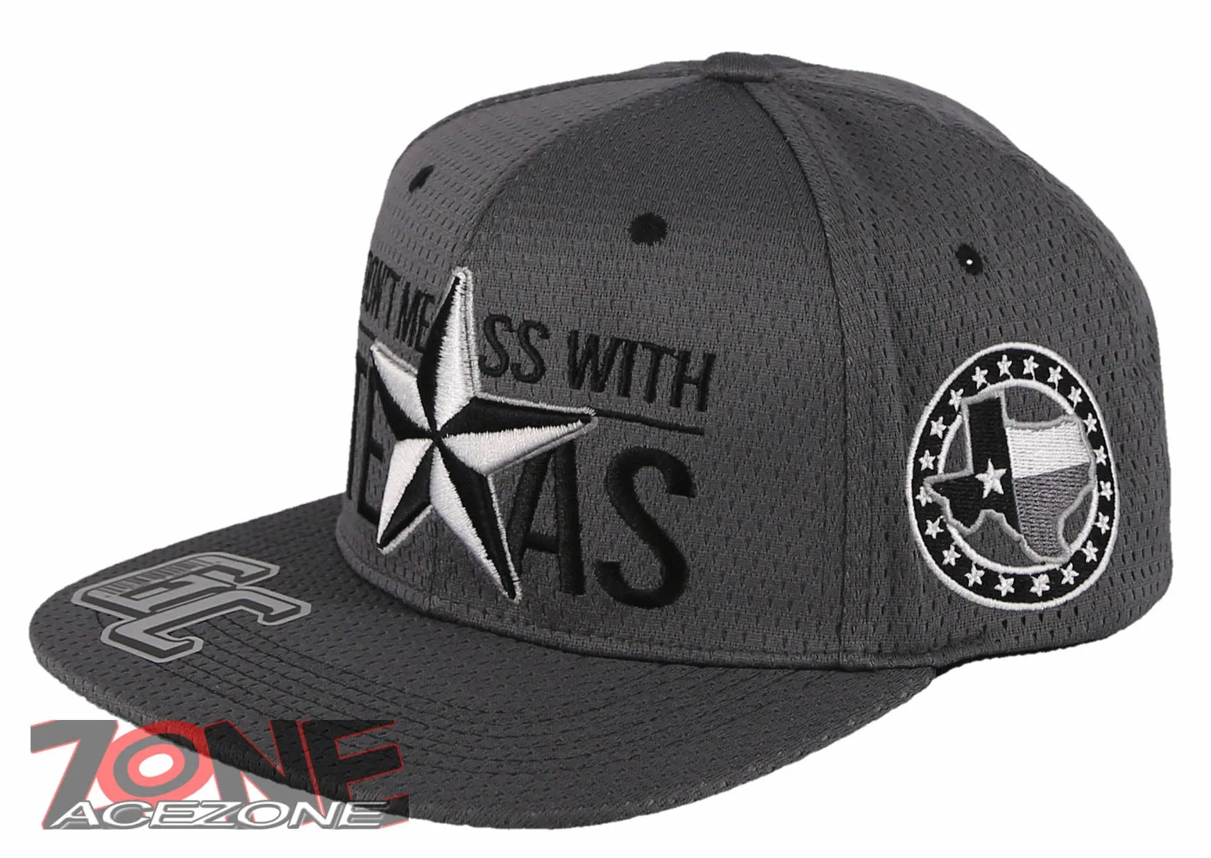 NEW! DON'T MESS WITH TEXAS STATE STAR FLAT BILL SNAPBACK BASEBALL CAP HAT GRAY