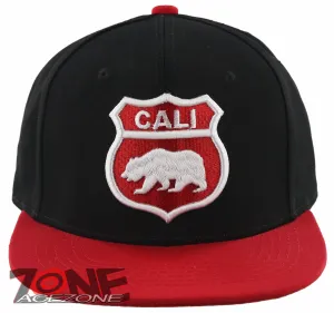 NEW! FLAT BILL CALIFORNIA CALI BEAR SNAPBACK CAP HAT BLACK