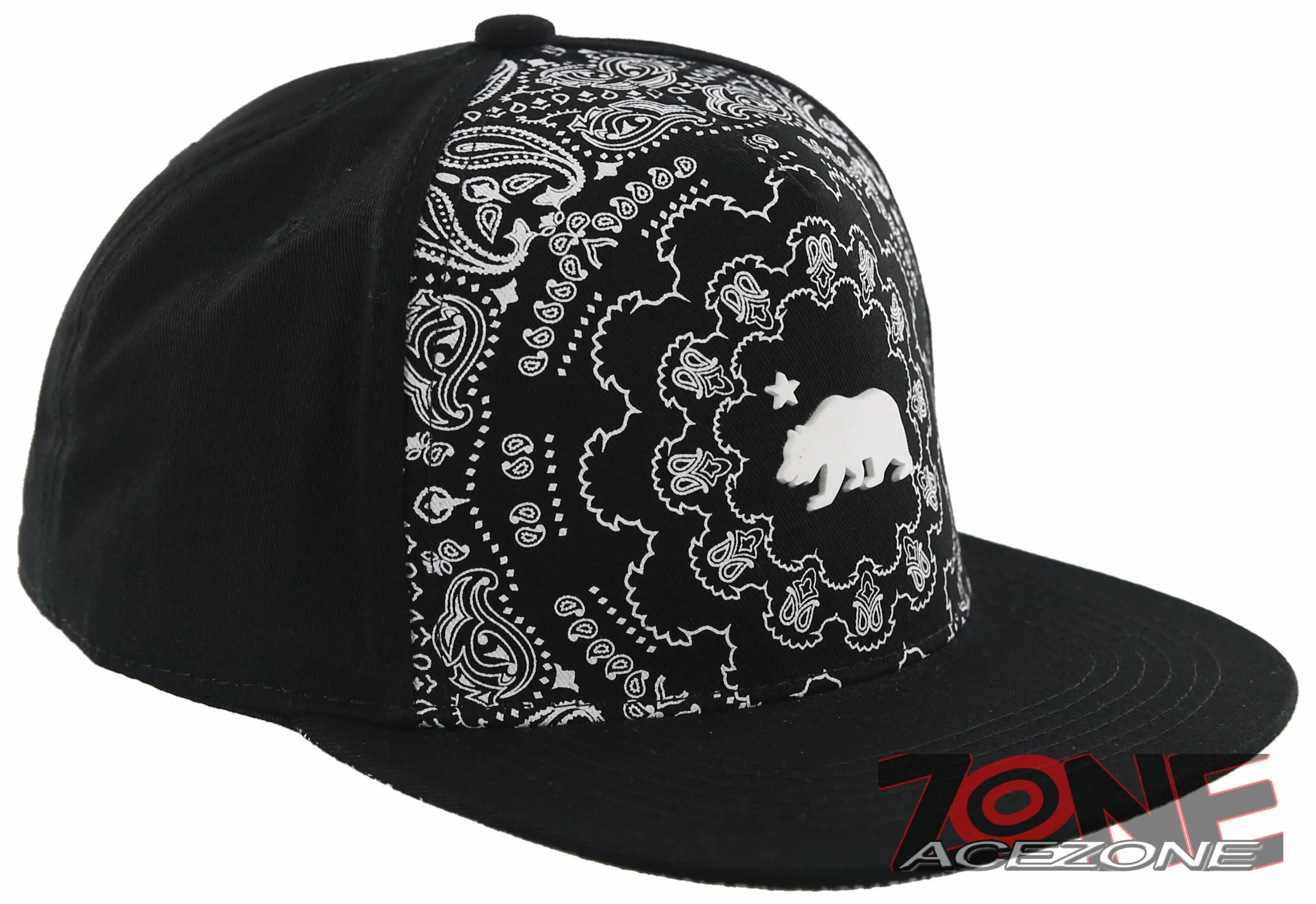NEW! FLAT BILL CALIFORNIA REPUBLIC CALI BEAR SNAPBACK CAP HAT BLACK