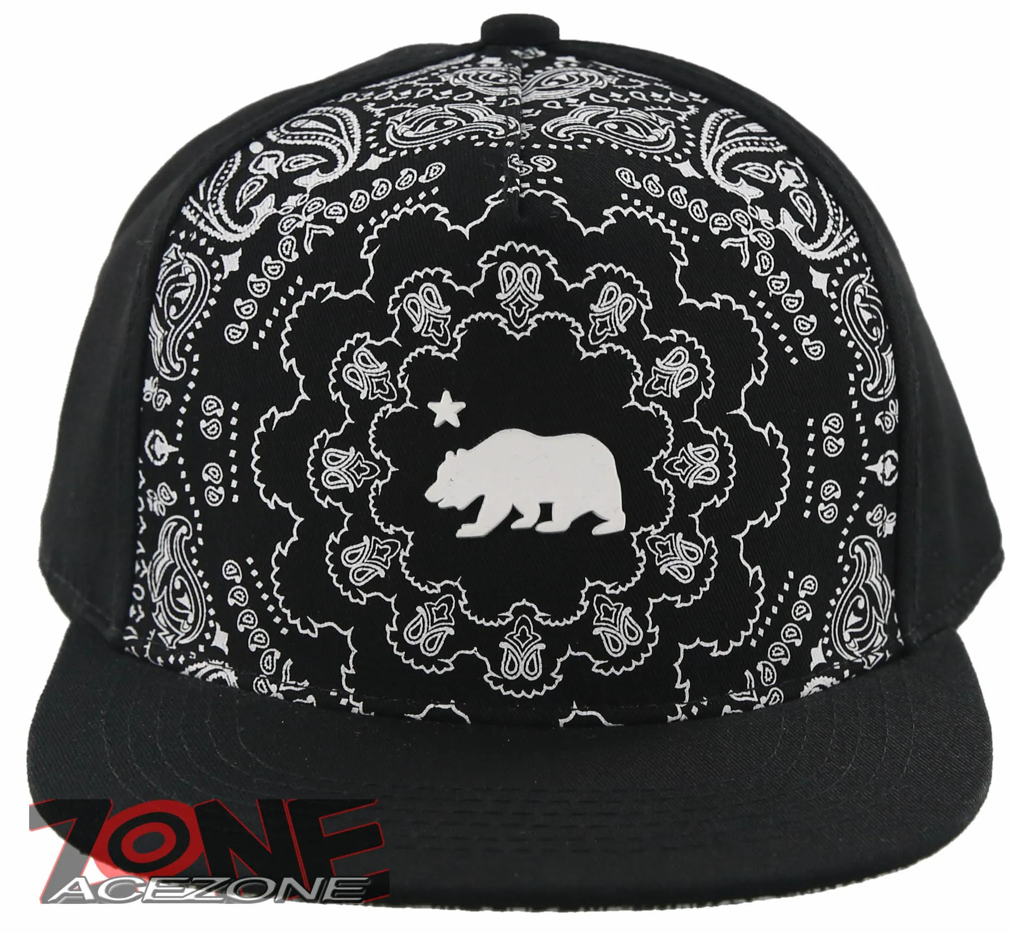 NEW! FLAT BILL CALIFORNIA REPUBLIC CALI BEAR SNAPBACK CAP HAT BLACK