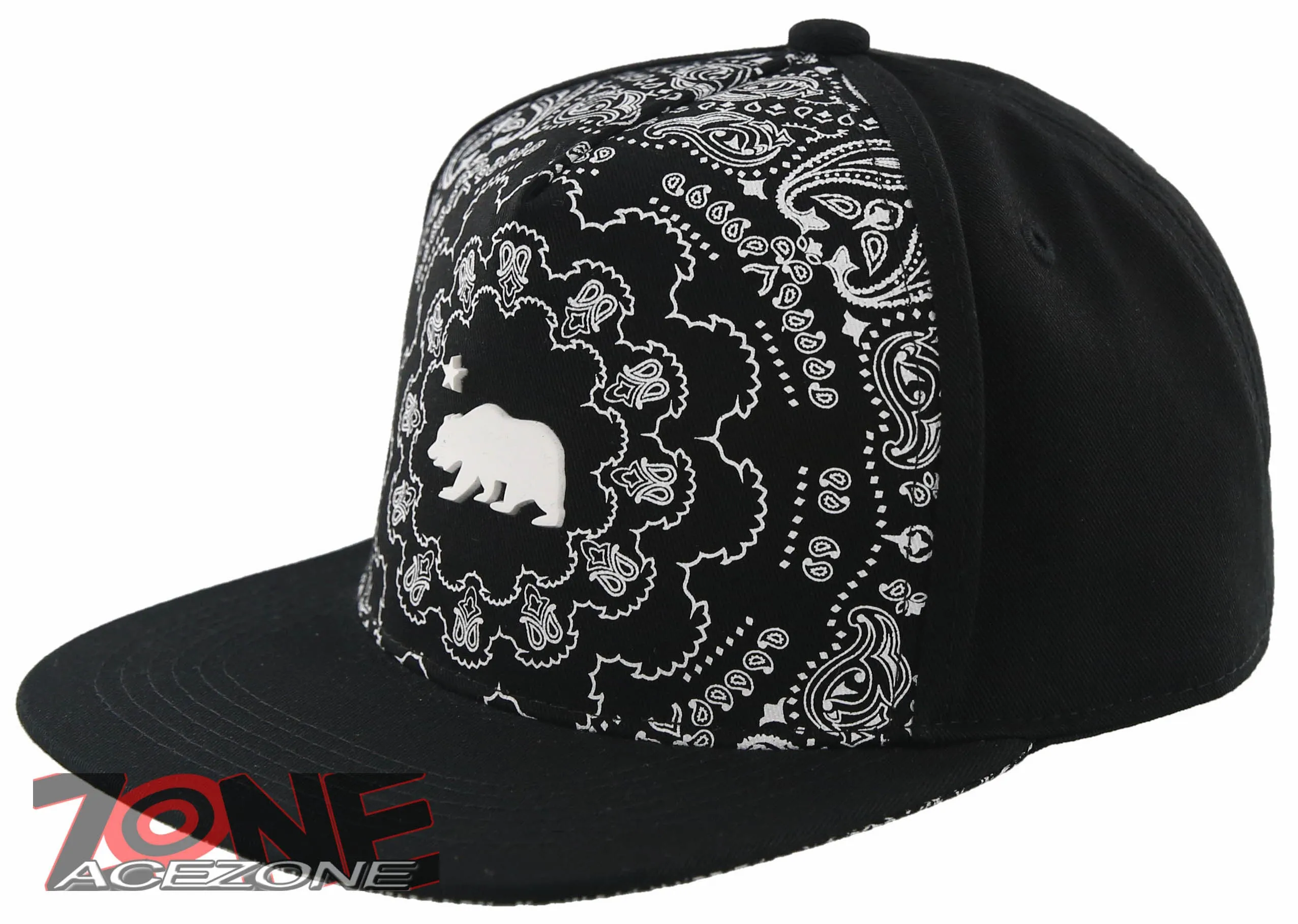 NEW! FLAT BILL CALIFORNIA REPUBLIC CALI BEAR SNAPBACK CAP HAT BLACK