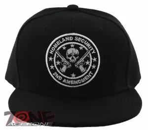 NEW! FLAT BILL SNAPBACK BALL 2ND AMENDMENT HOMELAND SECURITY CAP HAT BLACK