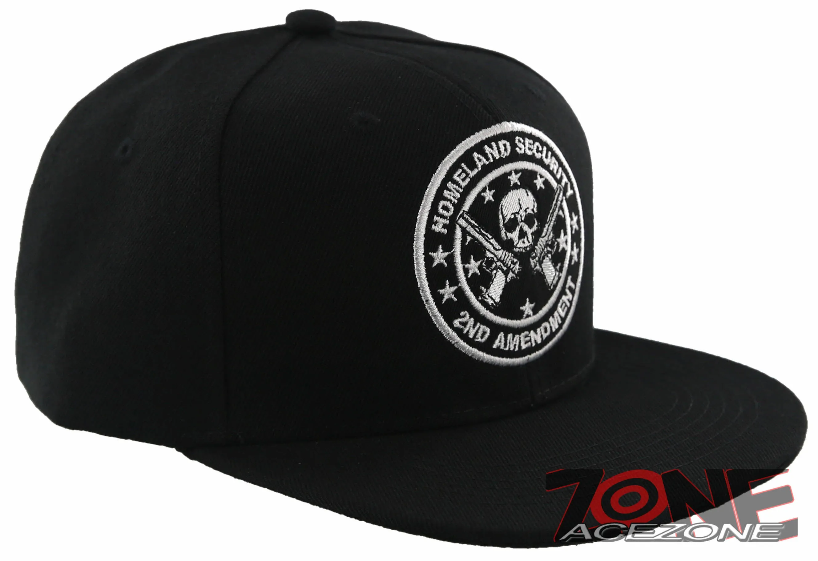 NEW! FLAT BILL SNAPBACK BALL 2ND AMENDMENT HOMELAND SECURITY CAP HAT BLACK