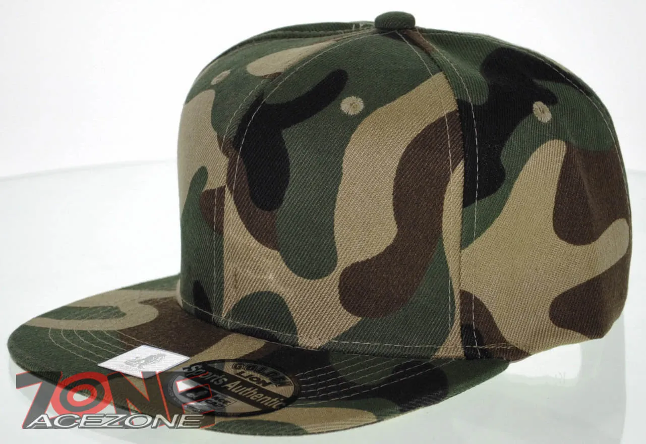 NEW! FLAT BILL SNAPBACK BALL SPORT CAP HAT ALL CAMO