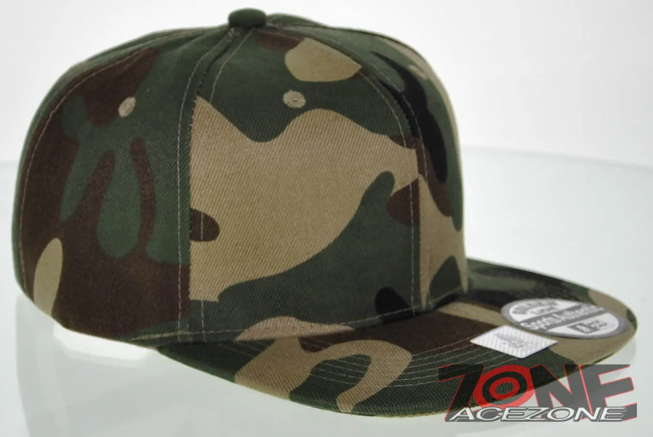 NEW! FLAT BILL SNAPBACK BALL SPORT CAP HAT ALL CAMO