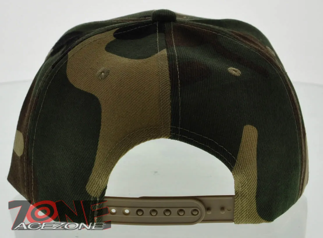 NEW! FLAT BILL SNAPBACK BALL SPORT CAP HAT ALL CAMO