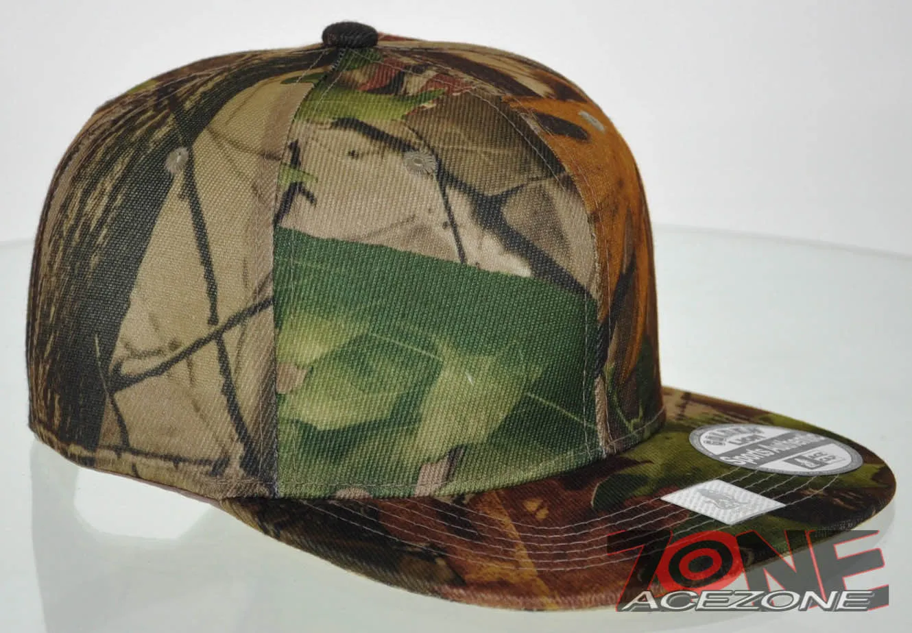 NEW! FLAT BILL SNAPBACK BALL SPORT CAP HAT FOREST CAMO