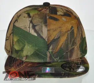 NEW! FLAT BILL SNAPBACK BALL SPORT CAP HAT FOREST CAMO
