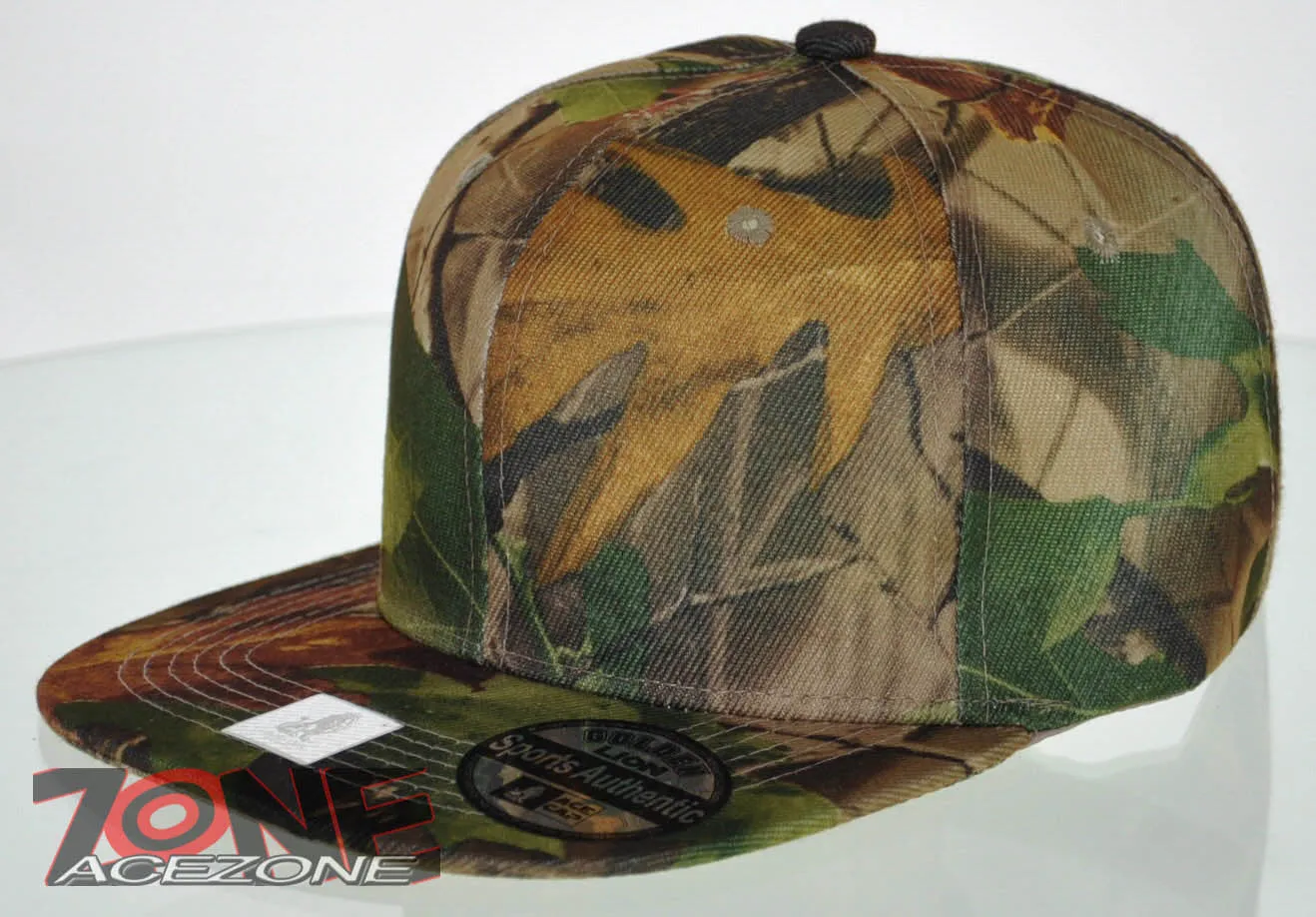 NEW! FLAT BILL SNAPBACK BALL SPORT CAP HAT FOREST CAMO