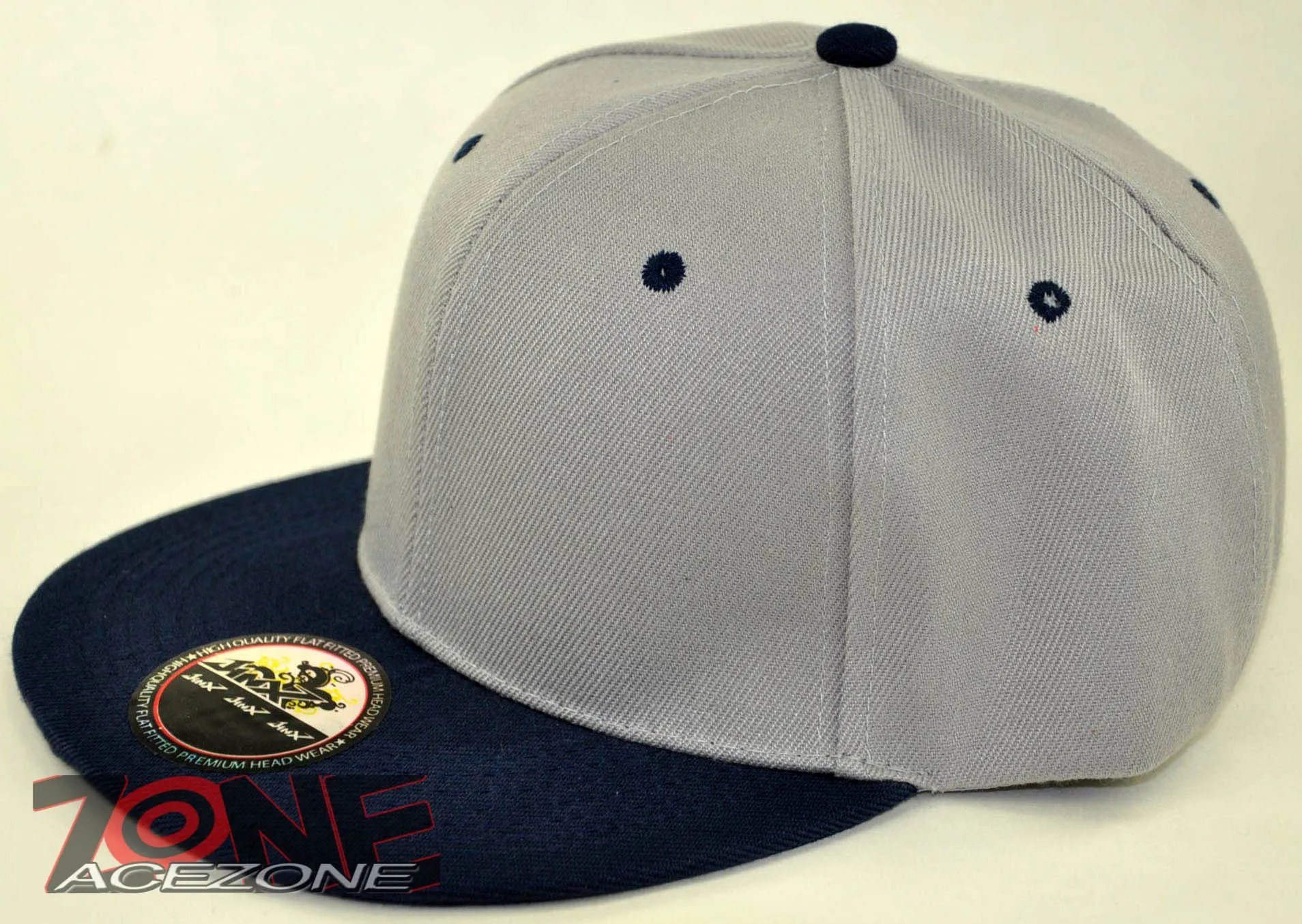 NEW! FLAT BILL SNAPBACK BALL SPORT CAP HAT GRAY NAVY