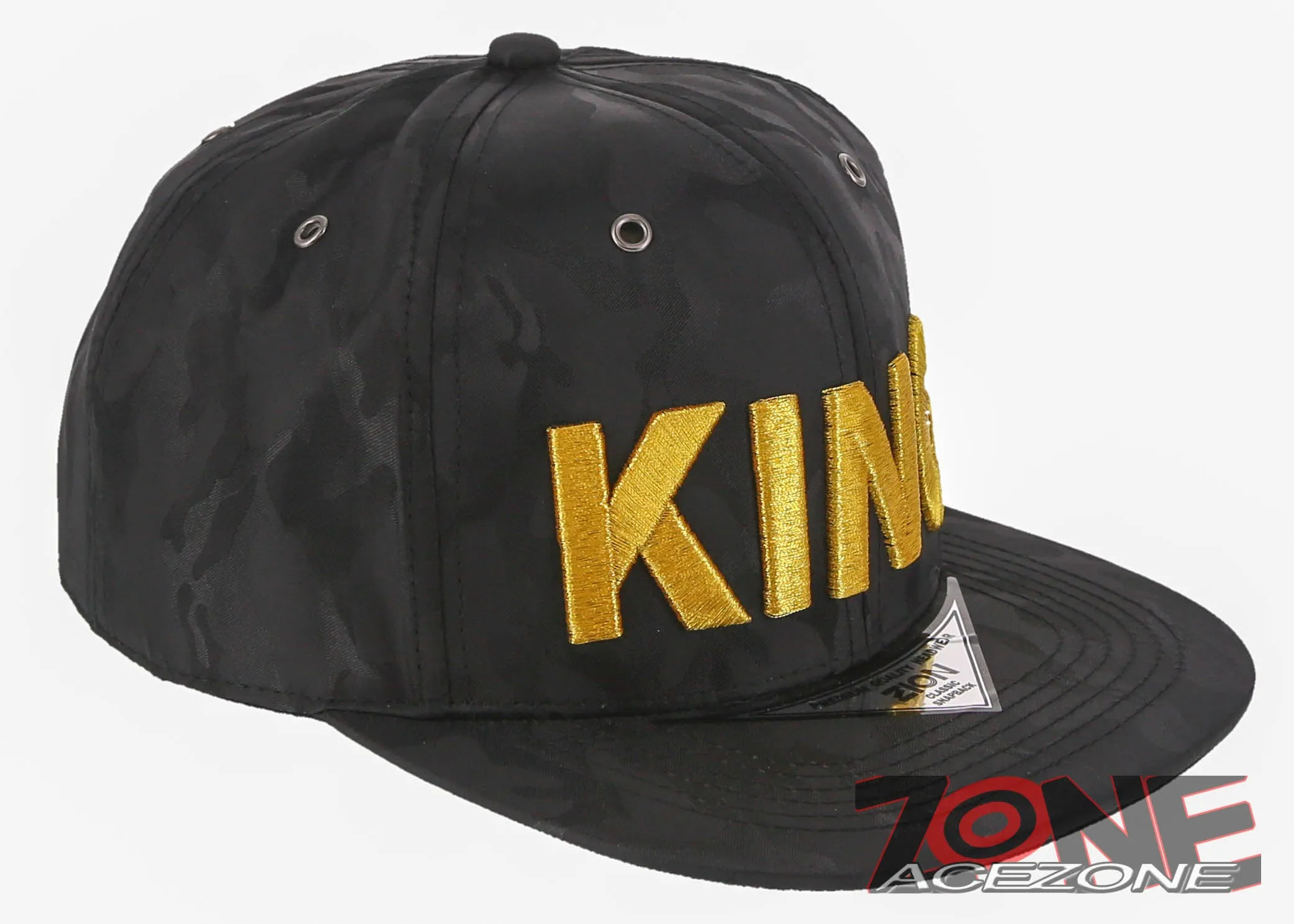 NEW! KING FLAT BILL SNAPBACK BASEBALL CAP HAT CAMOUFLAGE BLACK