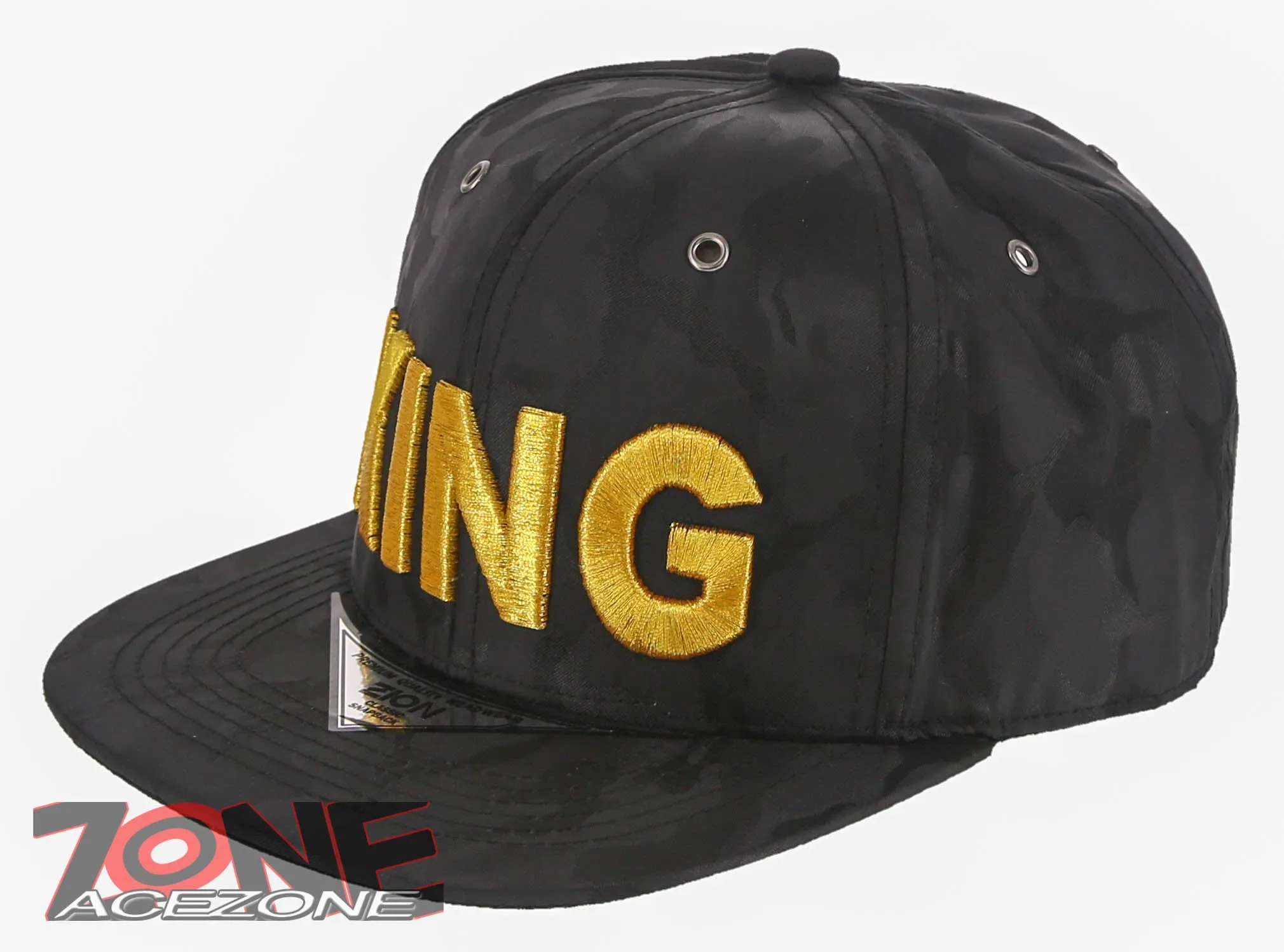 NEW! KING FLAT BILL SNAPBACK BASEBALL CAP HAT CAMOUFLAGE BLACK