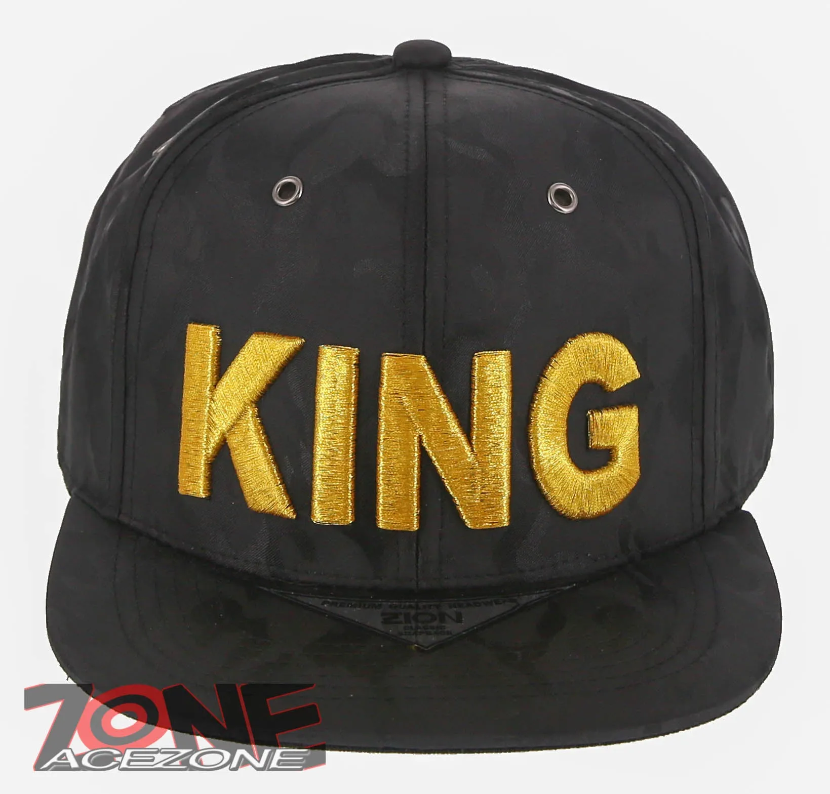 NEW! KING FLAT BILL SNAPBACK BASEBALL CAP HAT CAMOUFLAGE BLACK