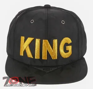NEW! KING FLAT BILL SNAPBACK BASEBALL CAP HAT CAMOUFLAGE BLACK