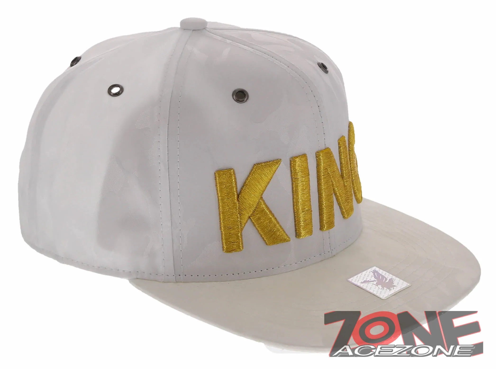 NEW! KING FLAT BILL SNAPBACK BASEBALL CAP HAT CAMOUFLAGE WHITE