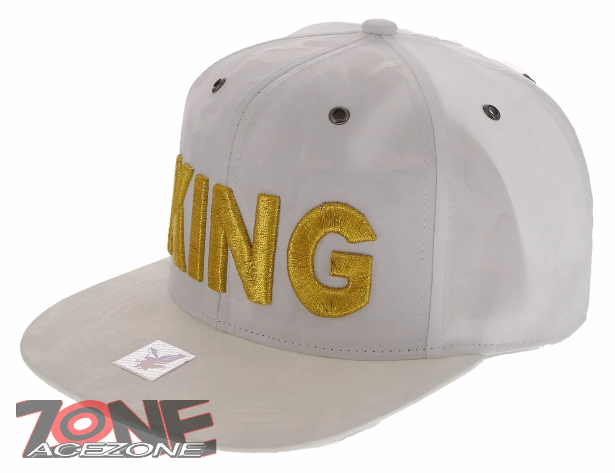 NEW! KING FLAT BILL SNAPBACK BASEBALL CAP HAT CAMOUFLAGE WHITE