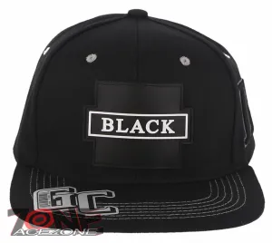 NEW! PVC BLACK B FLAT BILL COTTON SNAPBACK BASEBALL CAP HAT BLACK