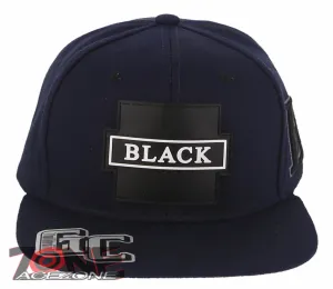 NEW! PVC BLACK B FLAT BILL COTTON SNAPBACK BASEBALL CAP HAT NAVY