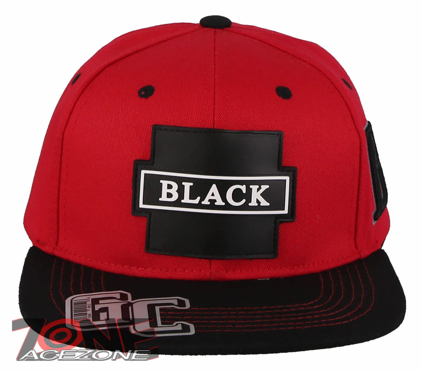 NEW! PVC BLACK B FLAT BILL COTTON SNAPBACK BASEBALL CAP HAT RED BLACK