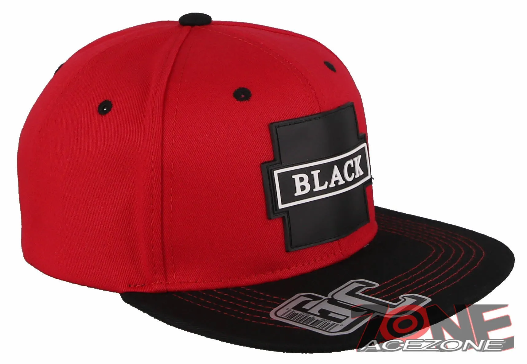 NEW! PVC BLACK B FLAT BILL COTTON SNAPBACK BASEBALL CAP HAT RED BLACK