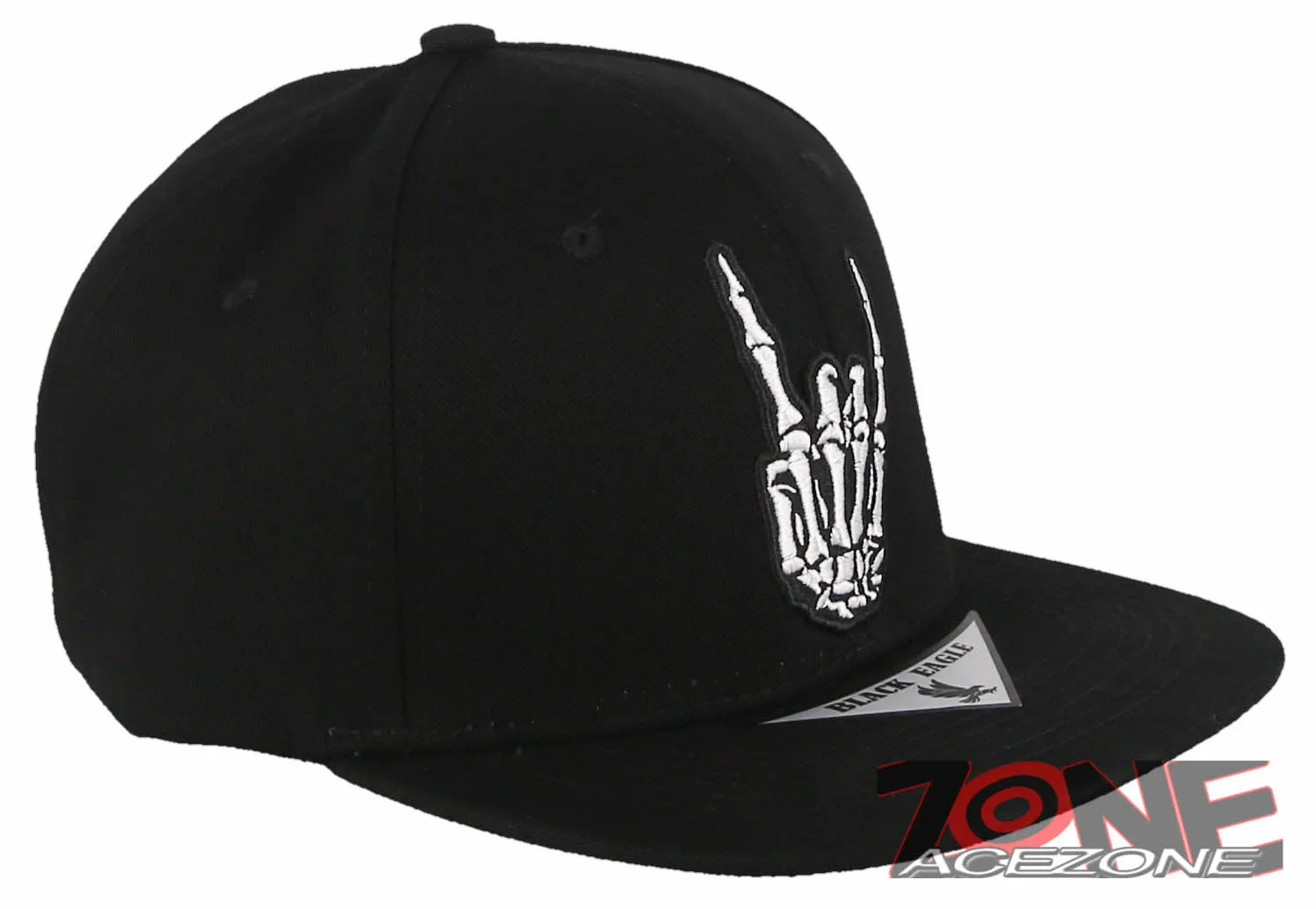NEW! SKELETON HAND HANG LOOSE FINGER FLAT BILL SNAPBACK BASEBALL CAP HAT BLACK