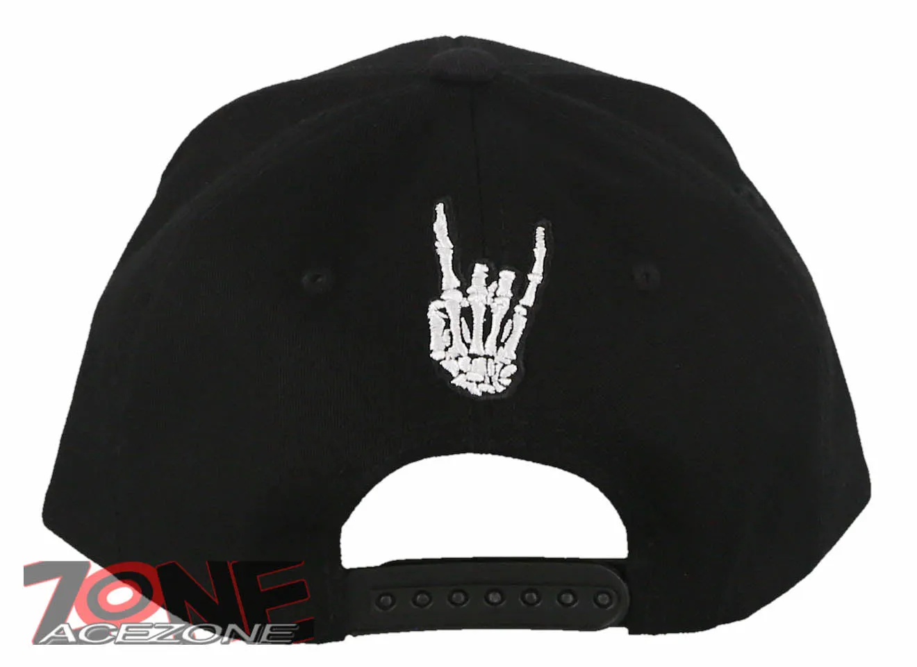 NEW! SKELETON HAND HANG LOOSE FINGER FLAT BILL SNAPBACK BASEBALL CAP HAT BLACK