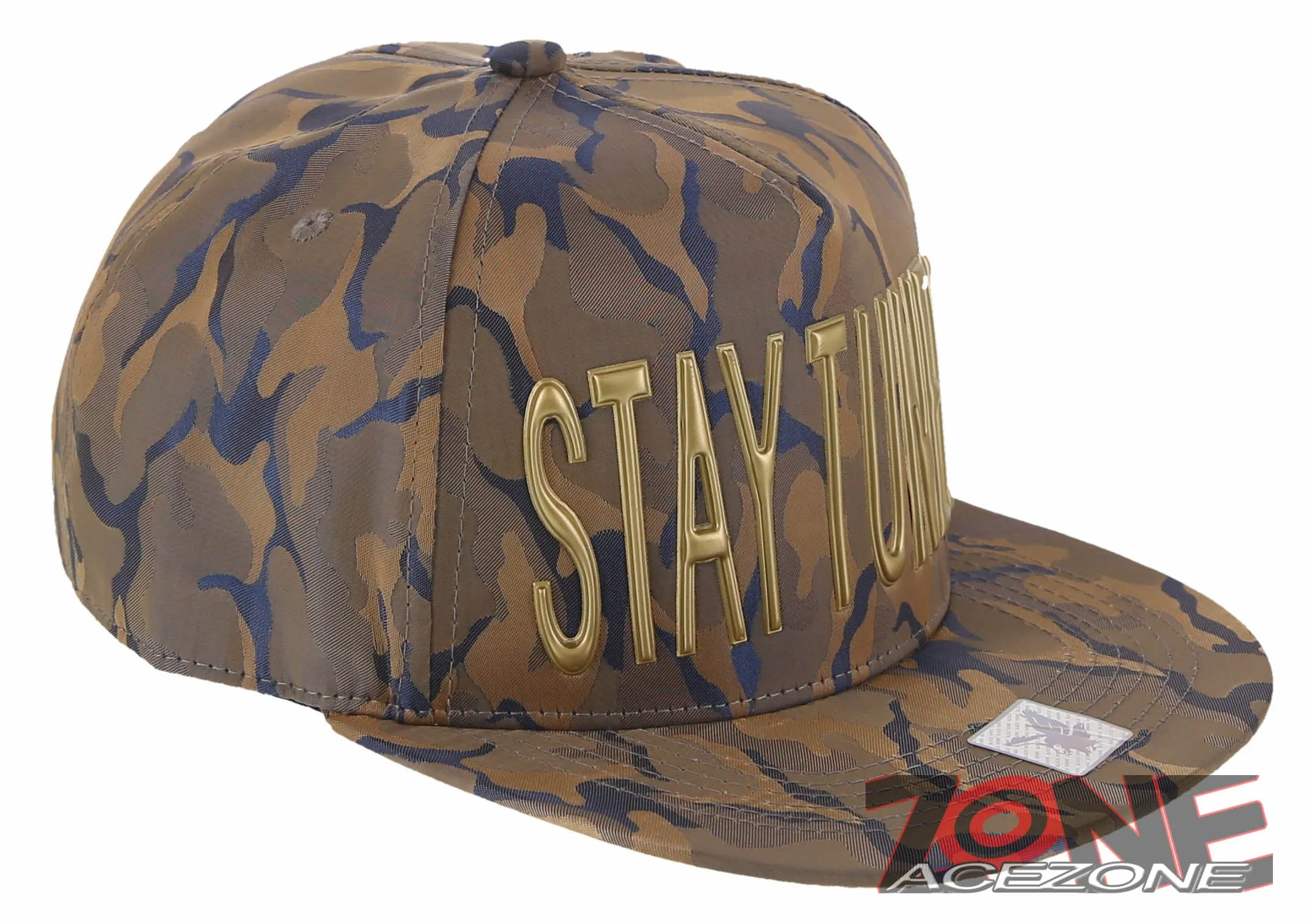NEW! STAY TUNED FLAT BILL SNAPBACK BASEBALL CAP HAT CAMOUFLAGE KHAKI BLUE