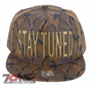 NEW! STAY TUNED FLAT BILL SNAPBACK BASEBALL CAP HAT CAMOUFLAGE KHAKI BLUE