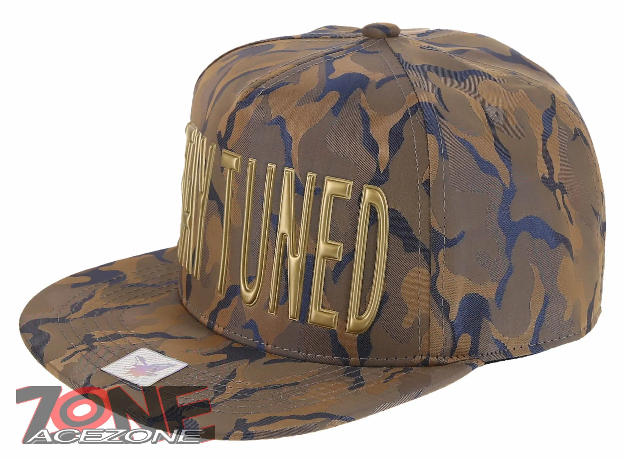 NEW! STAY TUNED FLAT BILL SNAPBACK BASEBALL CAP HAT CAMOUFLAGE KHAKI BLUE
