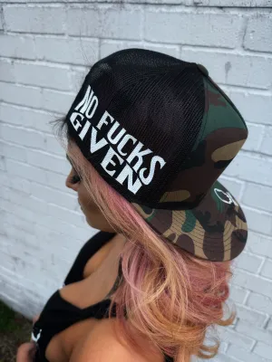 NO FUCKS SIDE STYLE GREEN CAMO HAT