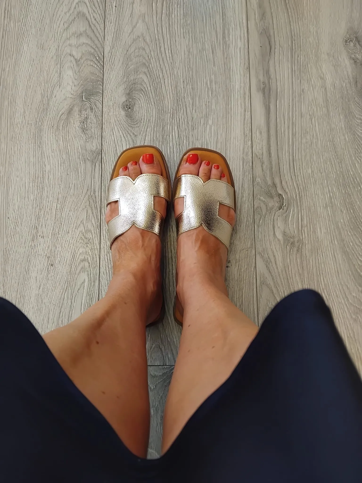 Oh My Sandals - 5580 Gold Leather Slide