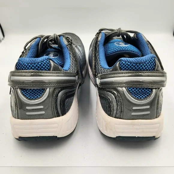Orthofeet Sprint Tie-Less Sneaker Mens 13 2E Comfort Shoe Gray Blue Extra Wide