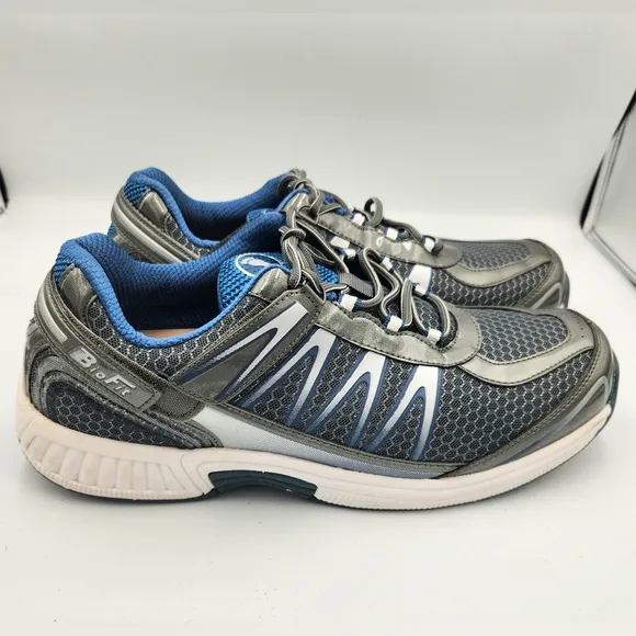 Orthofeet Sprint Tie-Less Sneaker Mens 13 2E Comfort Shoe Gray Blue Extra Wide
