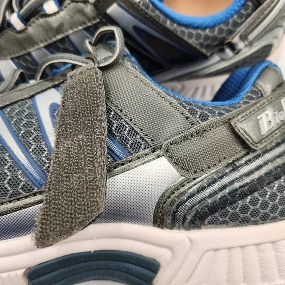 Orthofeet Sprint Tie-Less Sneaker Mens 13 2E Comfort Shoe Gray Blue Extra Wide