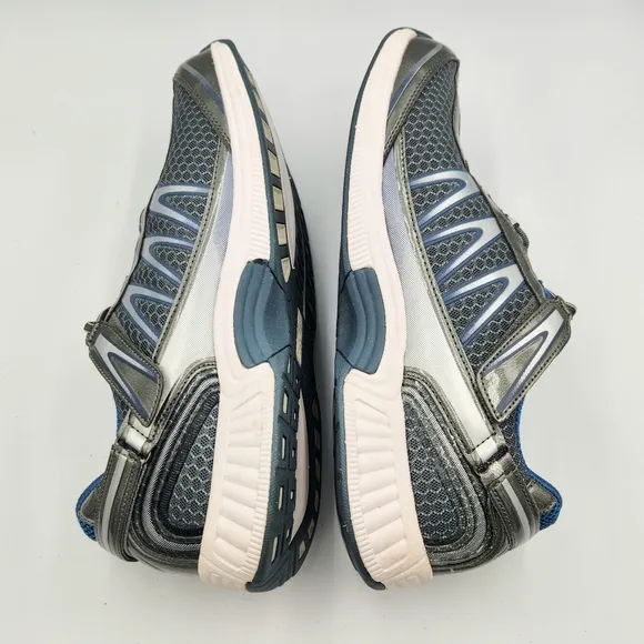 Orthofeet Sprint Tie-Less Sneaker Mens 13 2E Comfort Shoe Gray Blue Extra Wide