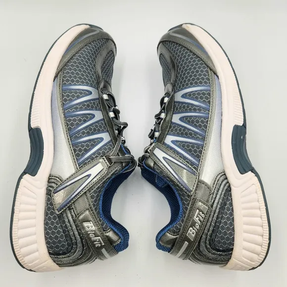 Orthofeet Sprint Tie-Less Sneaker Mens 13 2E Comfort Shoe Gray Blue Extra Wide