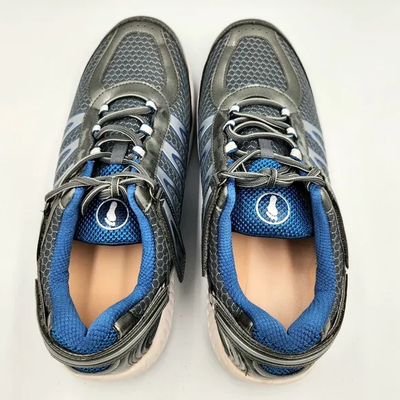 Orthofeet Sprint Tie-Less Sneaker Mens 13 2E Comfort Shoe Gray Blue Extra Wide