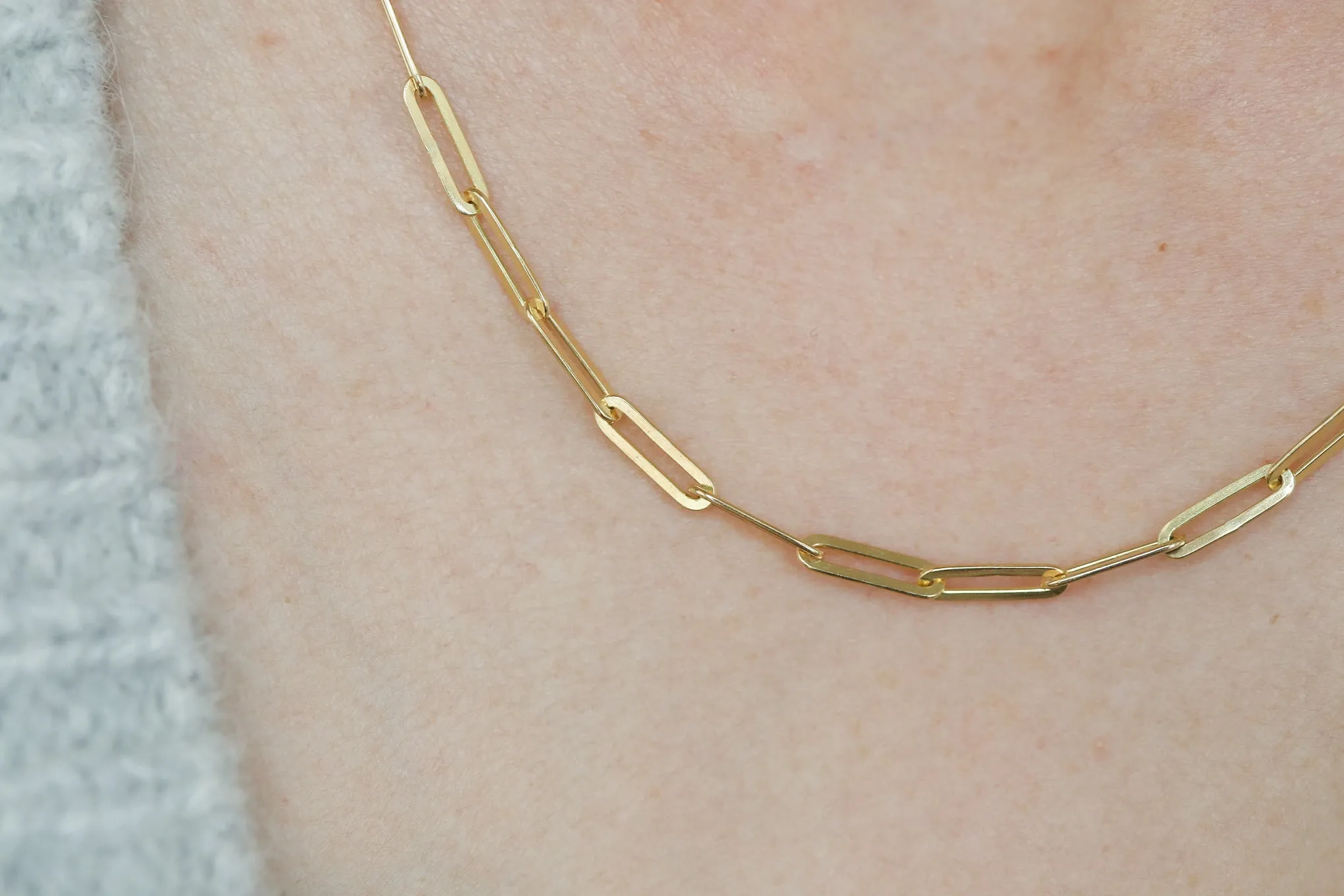 Oval Flat Link Chain Necklace
