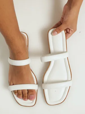 Patent Double Strap Mule Sandal - White