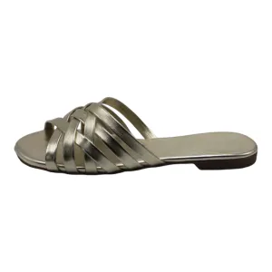 Patricia Metallic Gold Strappy Slip On Flat Sandals