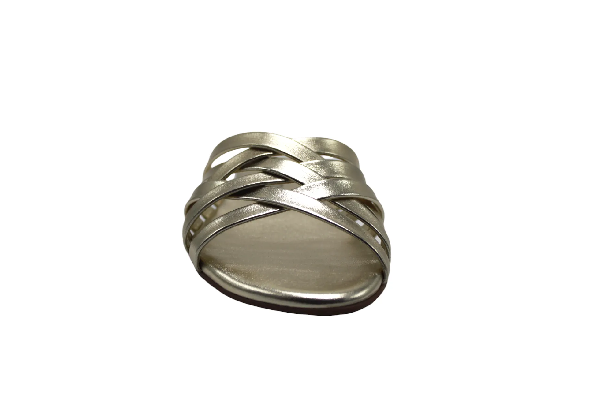 Patricia Metallic Gold Strappy Slip On Flat Sandals