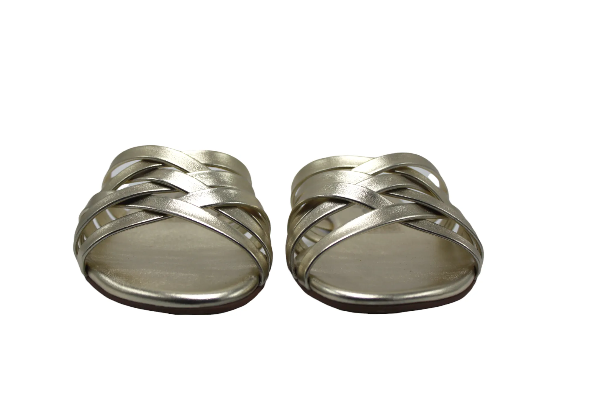 Patricia Metallic Gold Strappy Slip On Flat Sandals