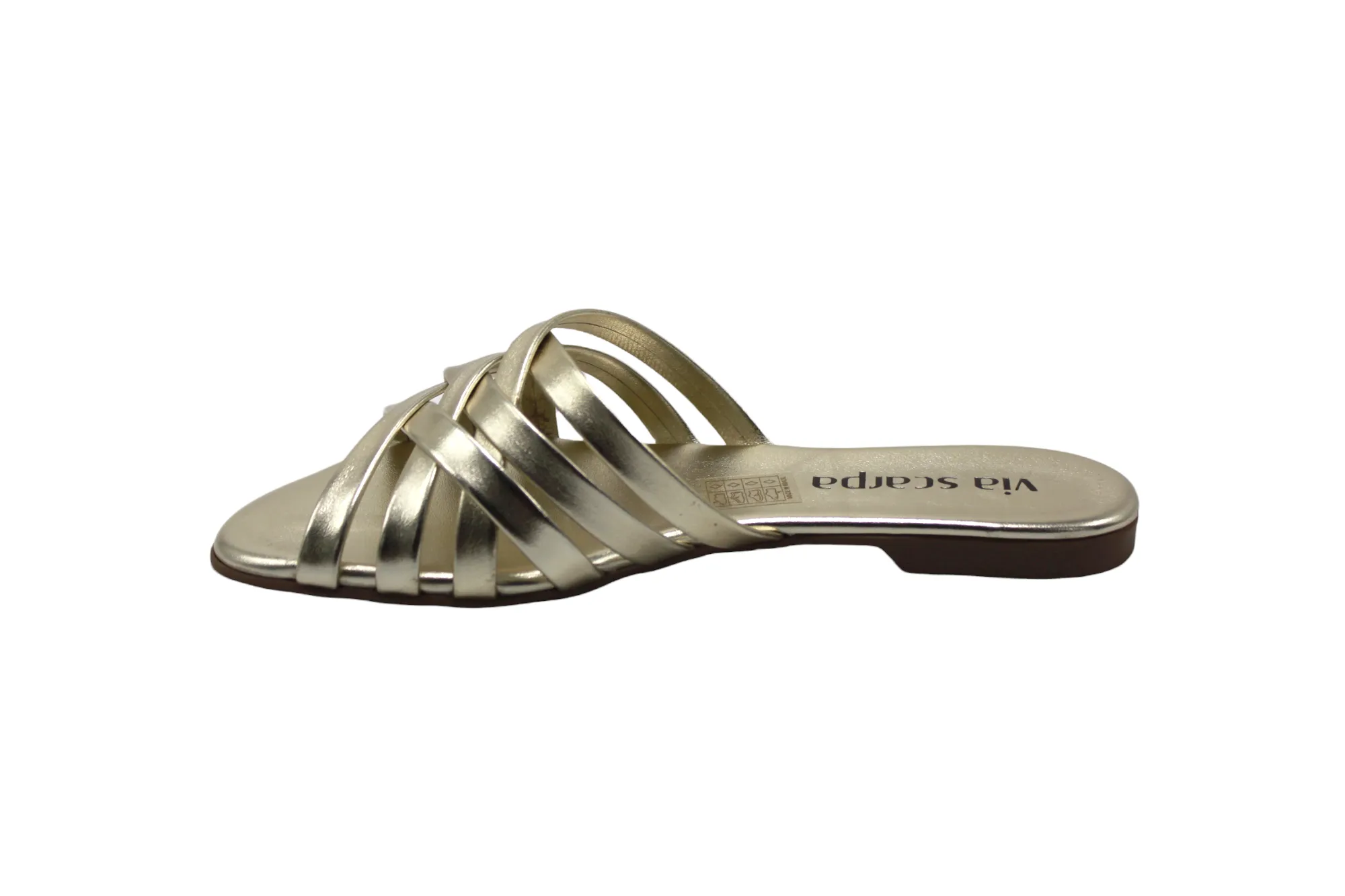 Patricia Metallic Gold Strappy Slip On Flat Sandals