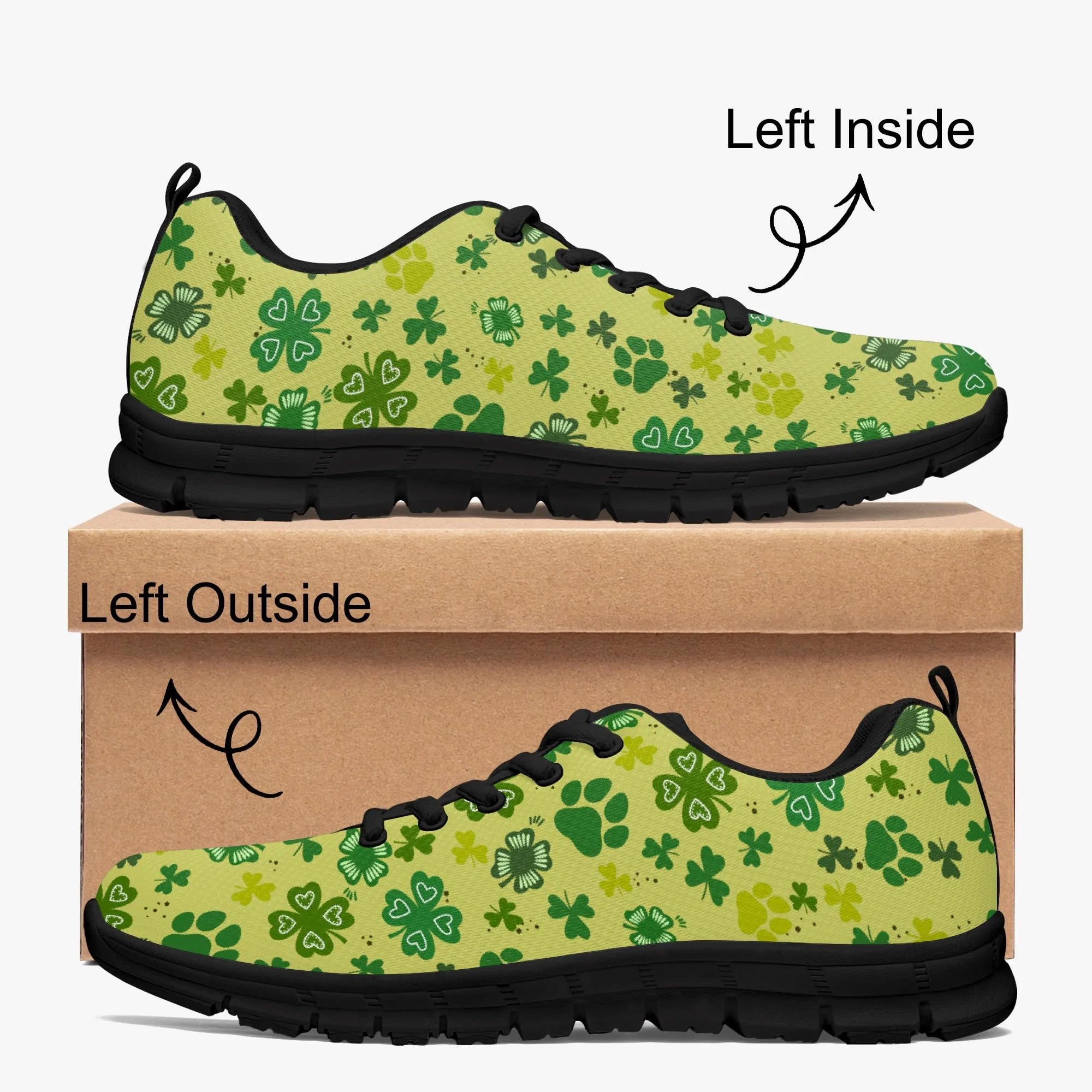 Paw Shamrock Sneakers for Men Women, Running Shoes For Dog Lovers, St Patrick's Day Gifts