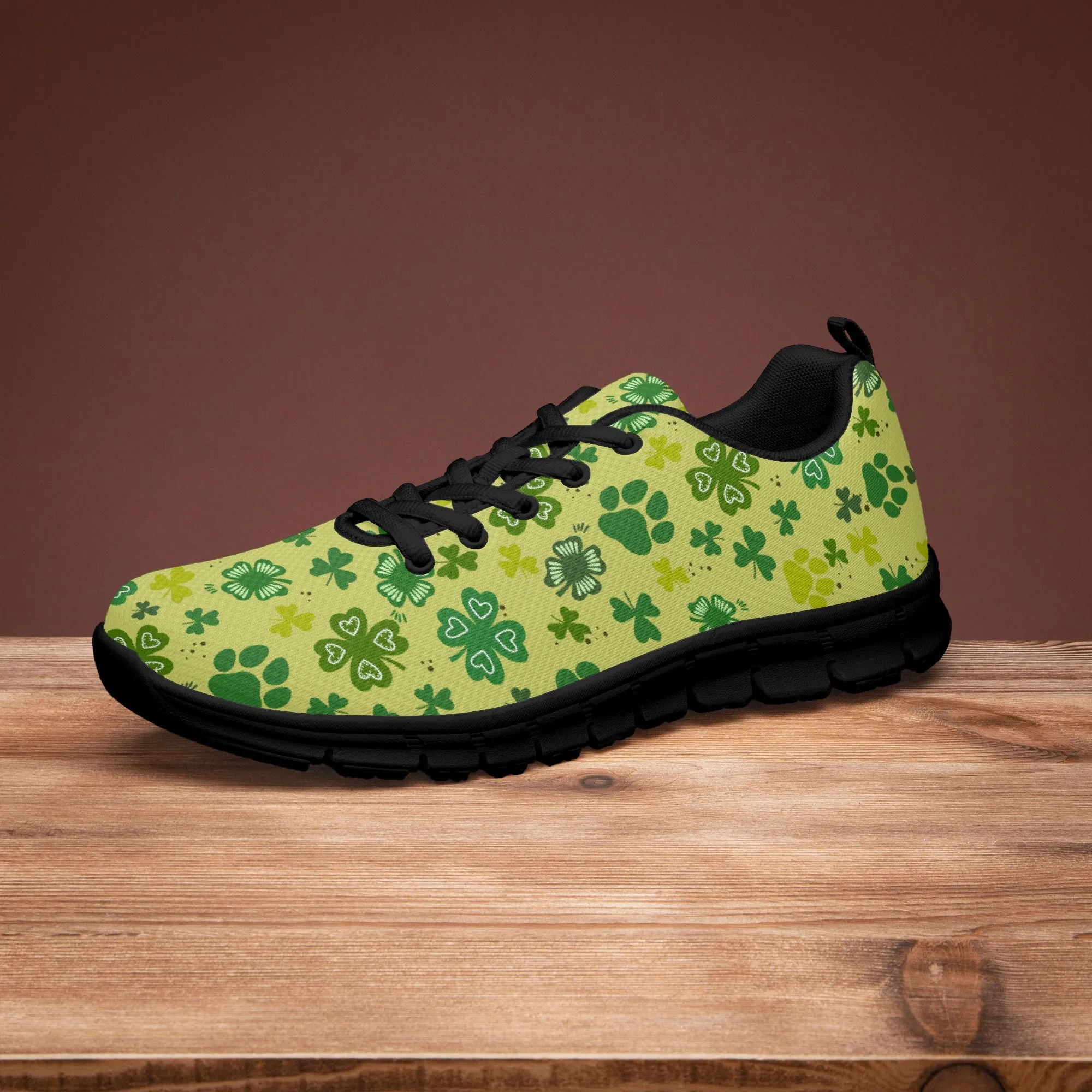 Paw Shamrock Sneakers for Men Women, Running Shoes For Dog Lovers, St Patrick's Day Gifts