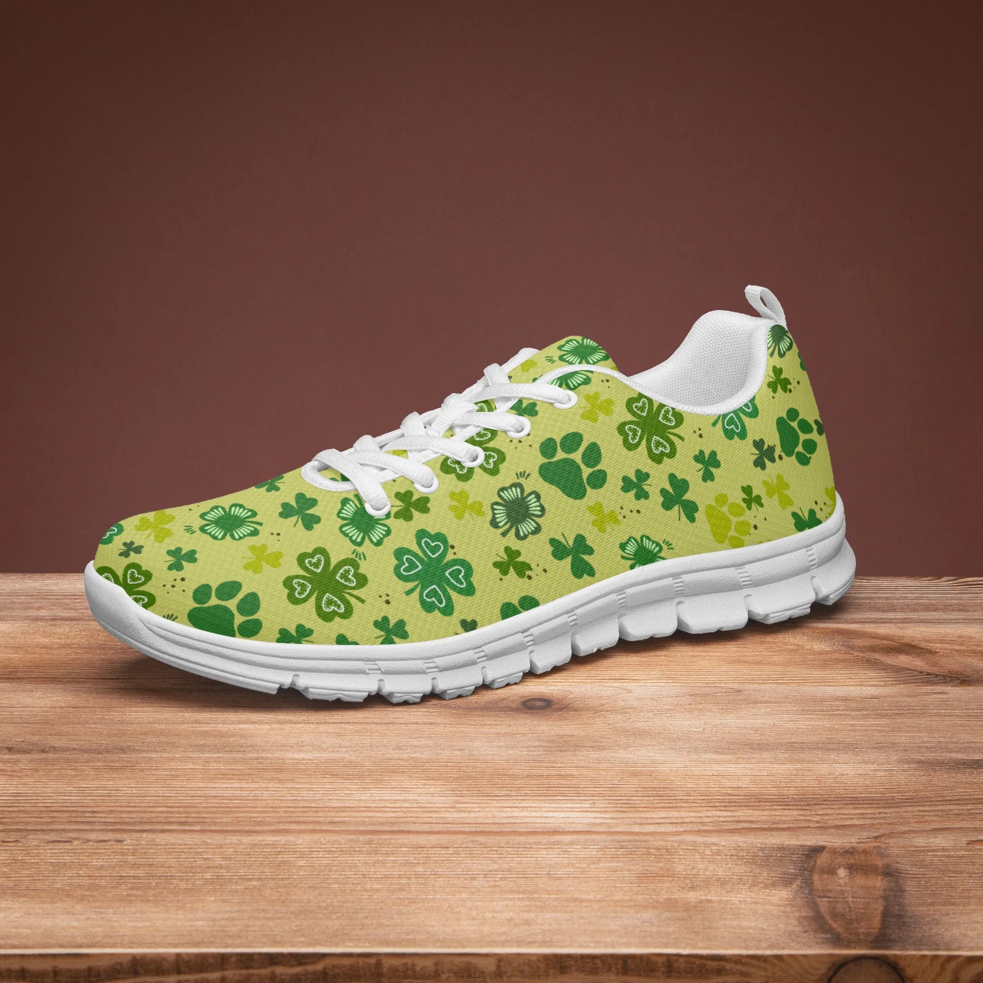 Paw Shamrock Sneakers for Men Women, Running Shoes For Dog Lovers, St Patrick's Day Gifts
