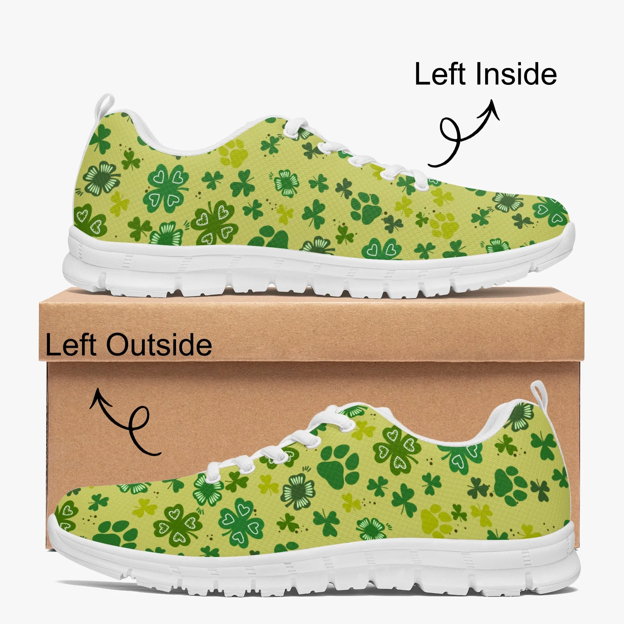Paw Shamrock Sneakers for Men Women, Running Shoes For Dog Lovers, St Patrick's Day Gifts