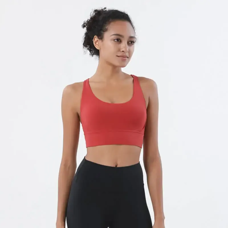 Rachael Scoop Neck Strappy Back Longline Sports Bra