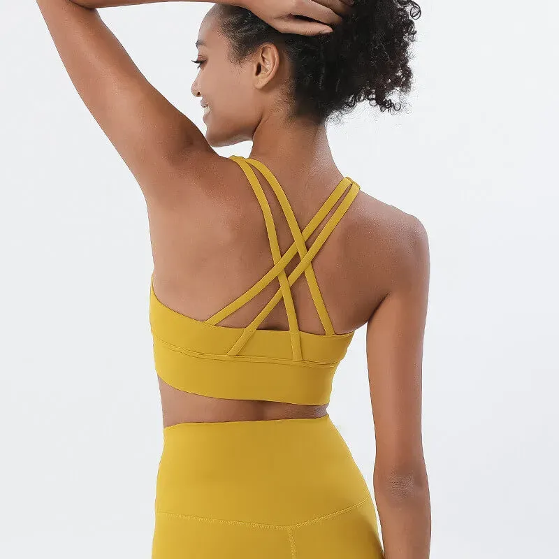 Rachael Scoop Neck Strappy Back Longline Sports Bra